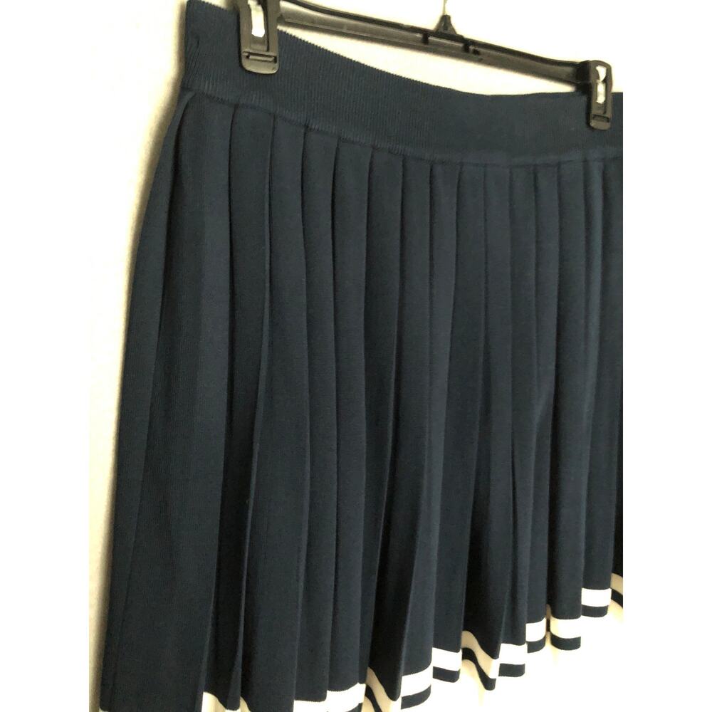 Everyday Skies Are Blue Pleated Knit Skirt Navy/Off White Women's 1X NEW - Picture 2 of 9